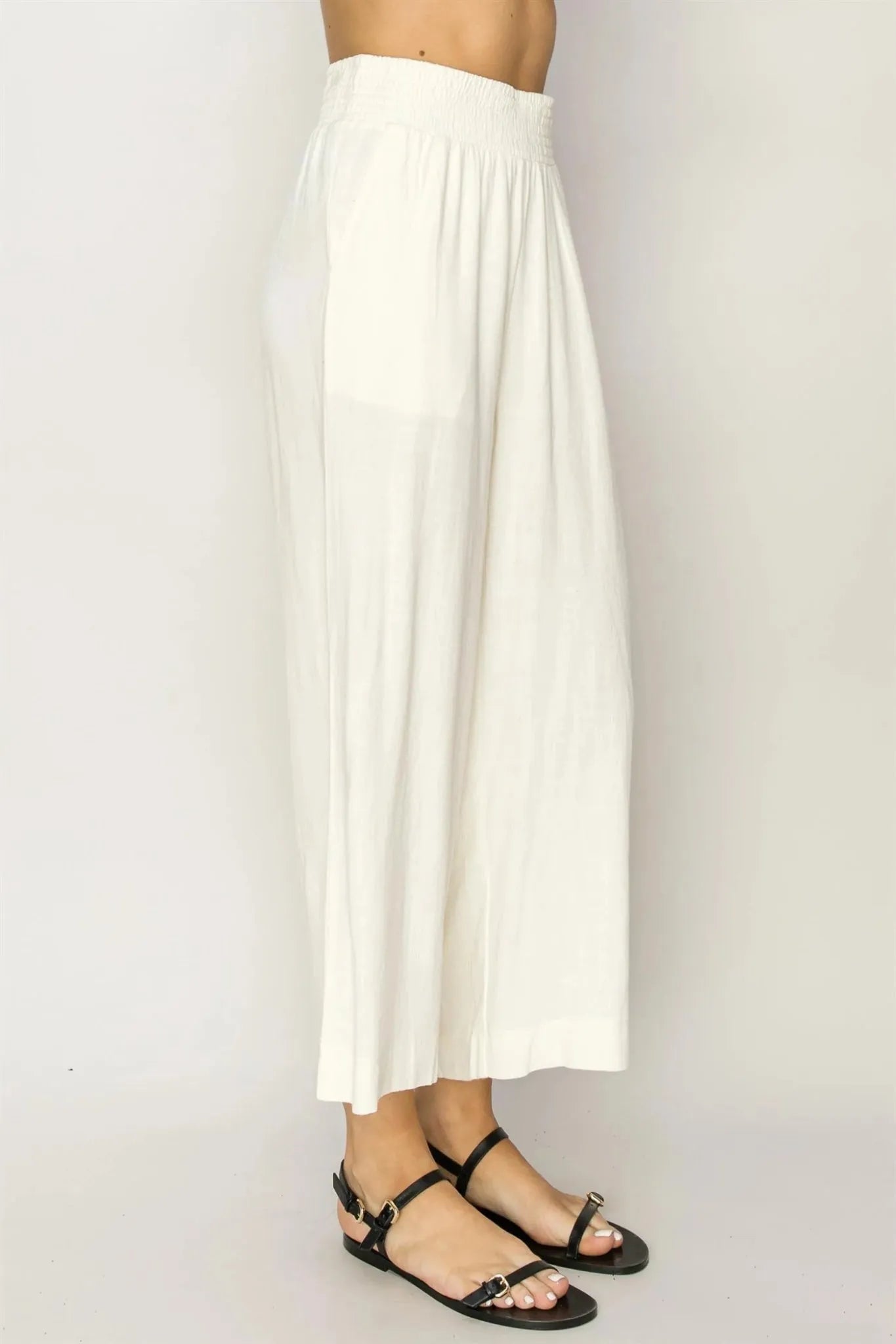 Cream Wide Leg High Waist Pants - Heritage - Boutique.com