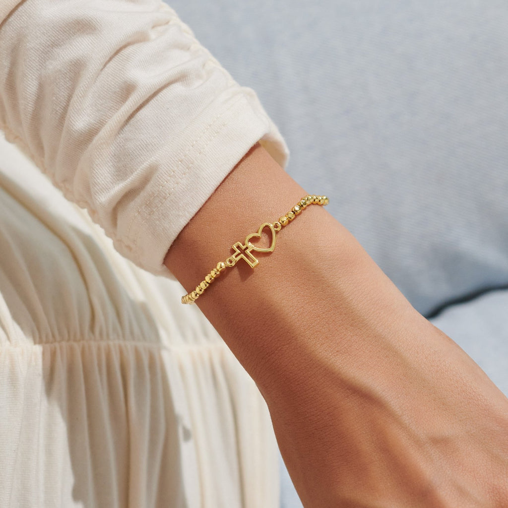 A Littles Live By Faith Gold Heart & Cross