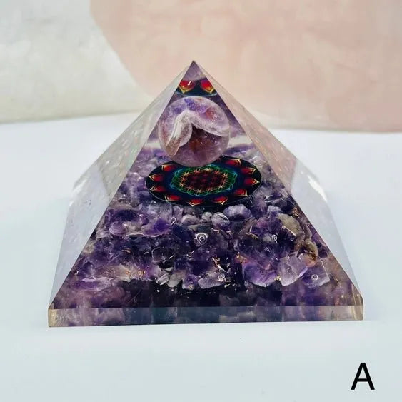 Crystal Pyramid Amethyst with Amethyst Sphere - Heritage-Boutique.com
