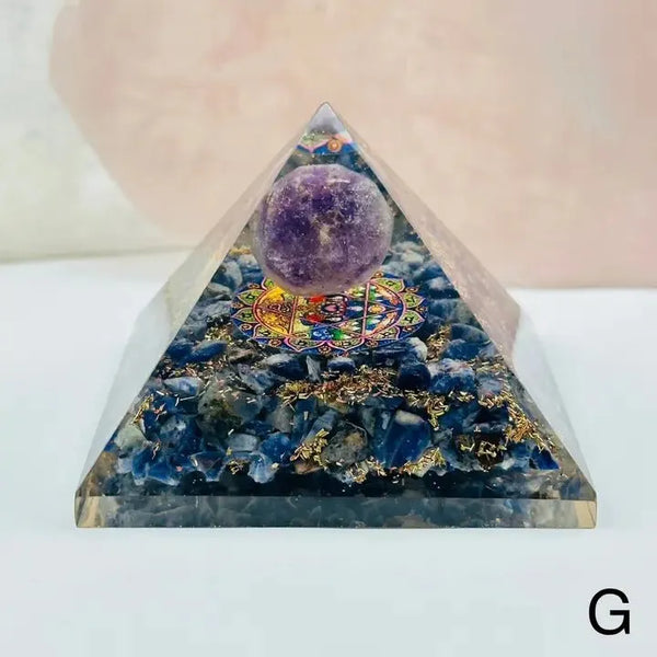 Crystal Pyramid Sodalite with Amethyst Sphere - Heritage-Boutique.com