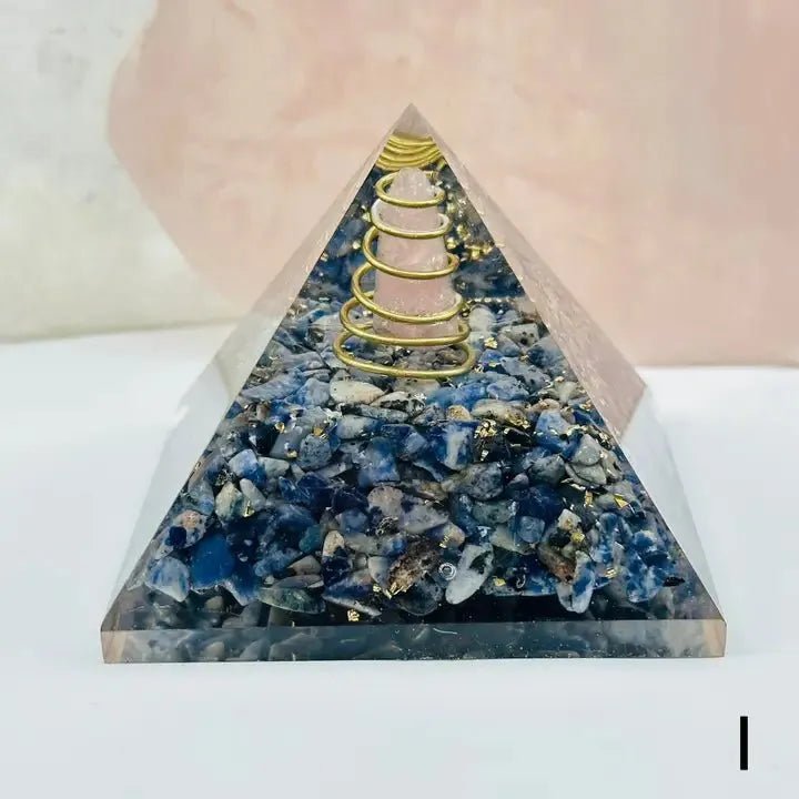 Crystal Pyramid Sodalite with Rose Quartz - Heritage - Boutique.com