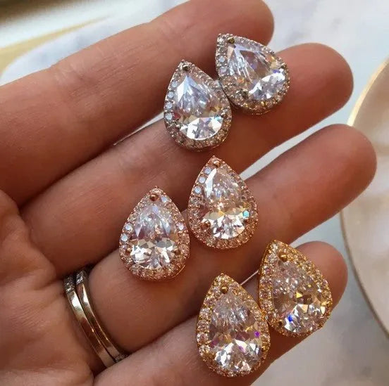 Crystal Tear Drop Stud - Heritage - Boutique.com