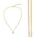Cubic Zirconia Gold Teardrop Chain Necklace - Heritage - Boutique.com
