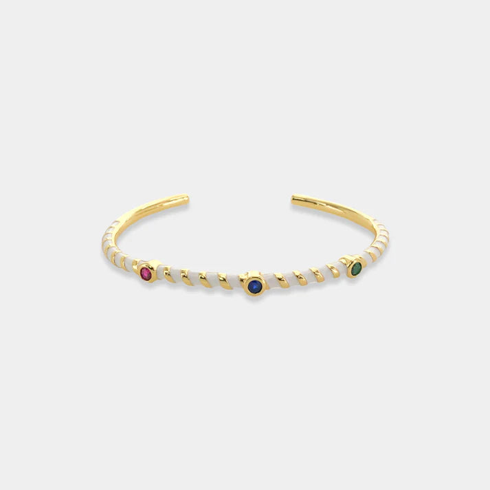 White and Gold Cubic Zirconia Cuff Bracelet