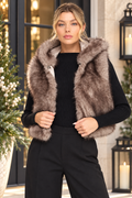Luxe Retreat Hooded Faux Fur Cropped Vest