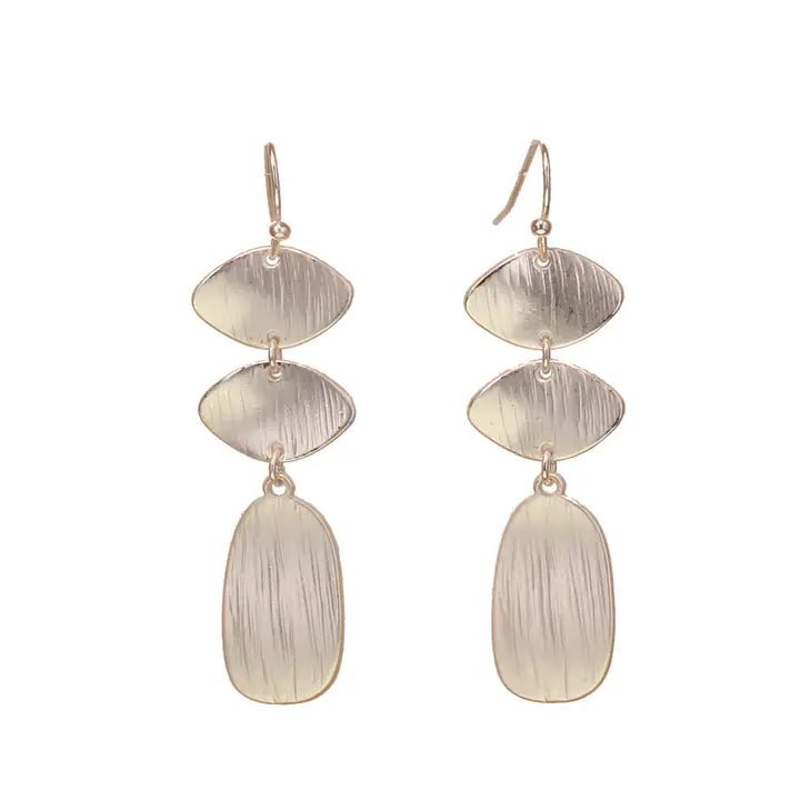 Dainty Modern Matte Triple Drop Gold Earrings - Heritage - Boutique.com