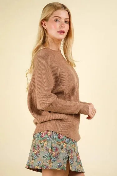 Dolman Sleeve Oversized Knit Sweater Top - Heritage-Boutique.com