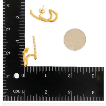 Double Bar Gold Water Resistant CZ Earrings - Heritage - Boutique.com