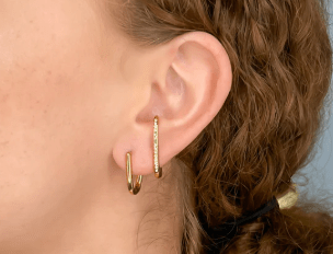 Double Bar Gold Water Resistant CZ Earrings - Heritage - Boutique.com