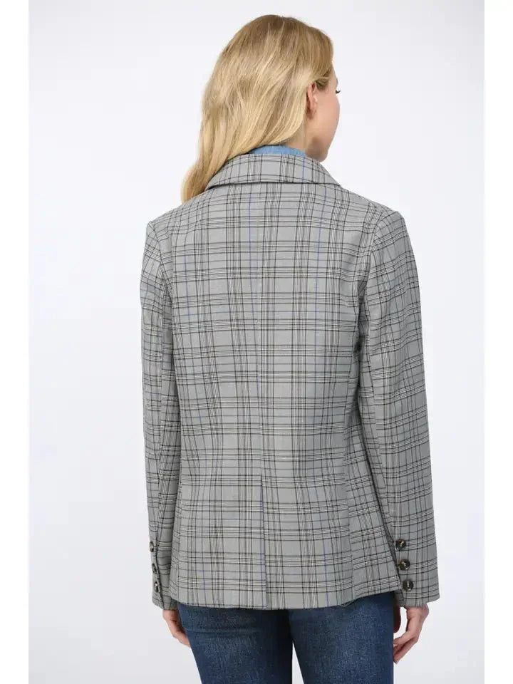 Double - Breasted Plaid & Denim Blazer - Heritage - Boutique.com