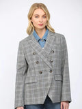 Double - Breasted Plaid & Denim Blazer - Heritage - Boutique.com