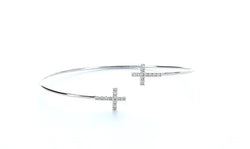 Double CZ Diamond Cross Open Cuff Bracelet - Heritage-Boutique.com