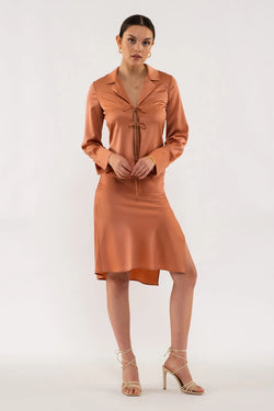 Double Front Tie Satin Top - Heritage-Boutique.com