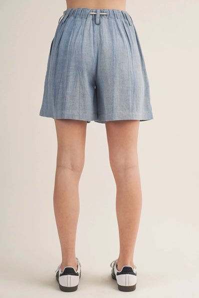 Drawstring Waist Pleated Patch Pocket Shorts - Heritage - Boutique.com