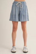 Drawstring Waist Pleated Patch Pocket Shorts - Heritage - Boutique.com