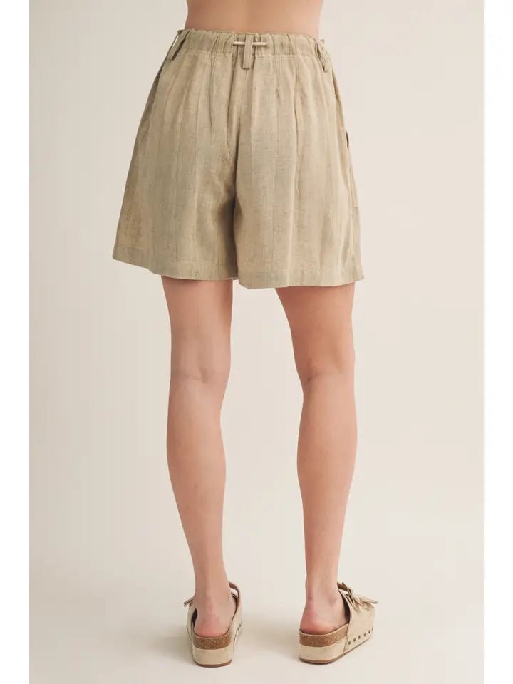 Drawstring Waist Pleated Patch Pocket Shorts - Heritage - Boutique.com