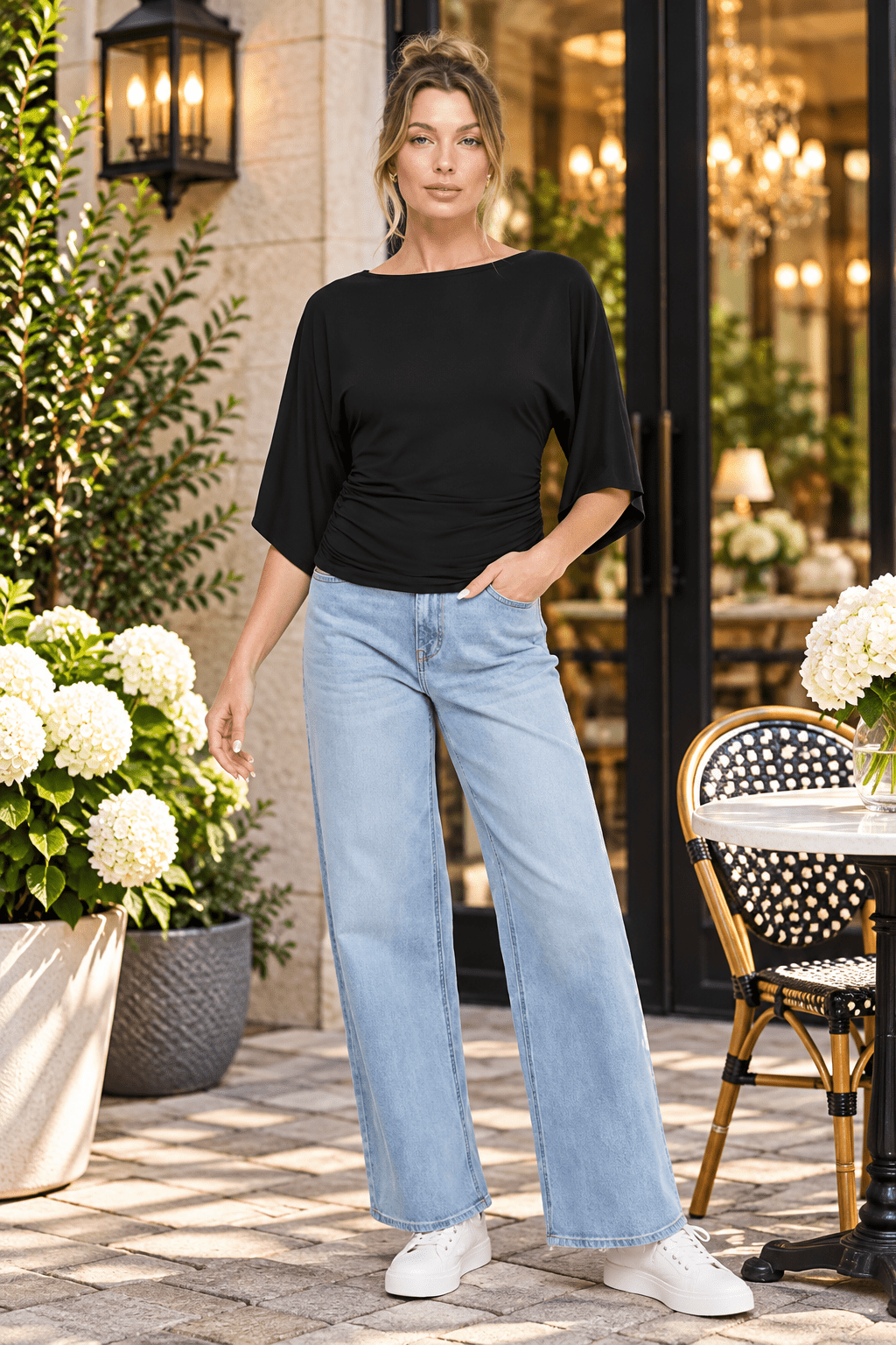 Effortless Allure Angel Sleeve Cinched Waist Knit Top - Heritage-Boutique.com
