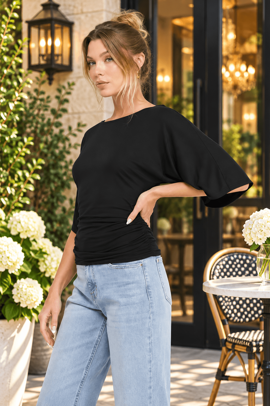 Effortless Allure Angel Sleeve Cinched Waist Knit Top - Heritage-Boutique.com