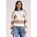 Elan Striped Quarter Zip Sweater - Heritage - Boutique.com