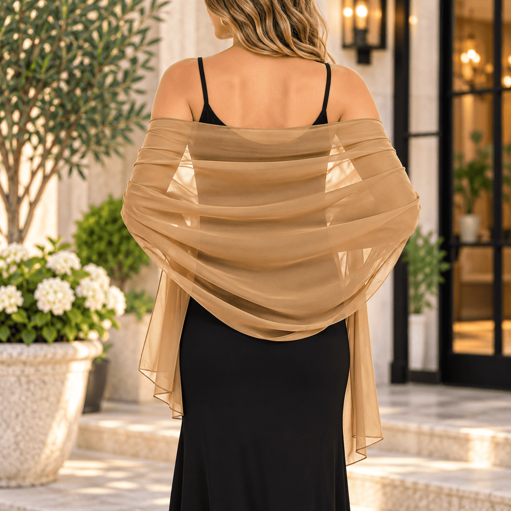 Elegant Lightweight Chiffon Shawl Scarf Wrap – Black, Camel & Gray - Heritage-Boutique.com