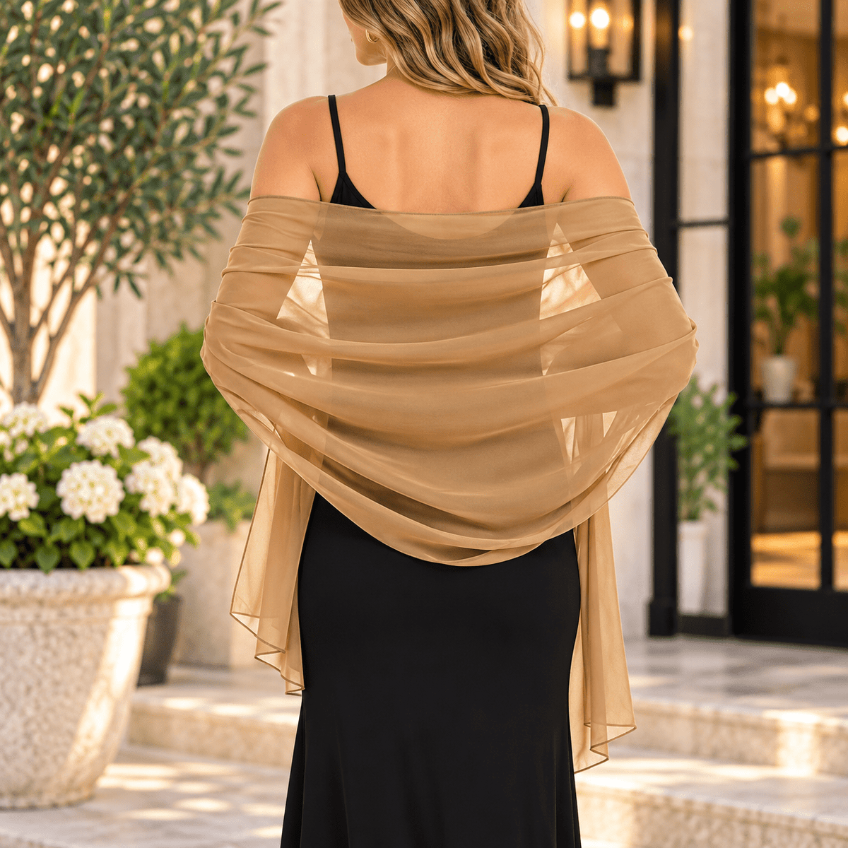 Elegant Lightweight Chiffon Shawl Scarf Wrap – Black, Camel & Gray - Heritage-Boutique.com