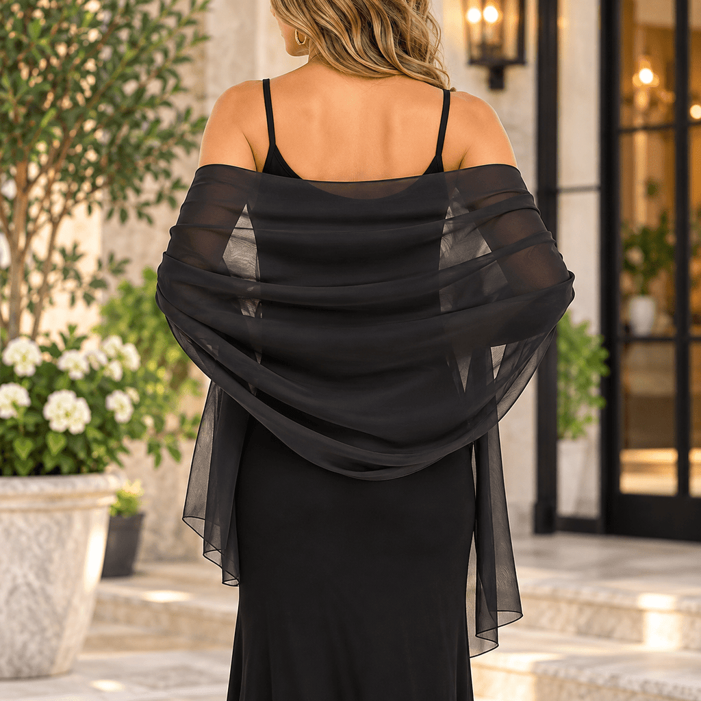 Elegant Lightweight Chiffon Shawl Scarf Wrap – Black, Camel & Gray - Heritage-Boutique.com