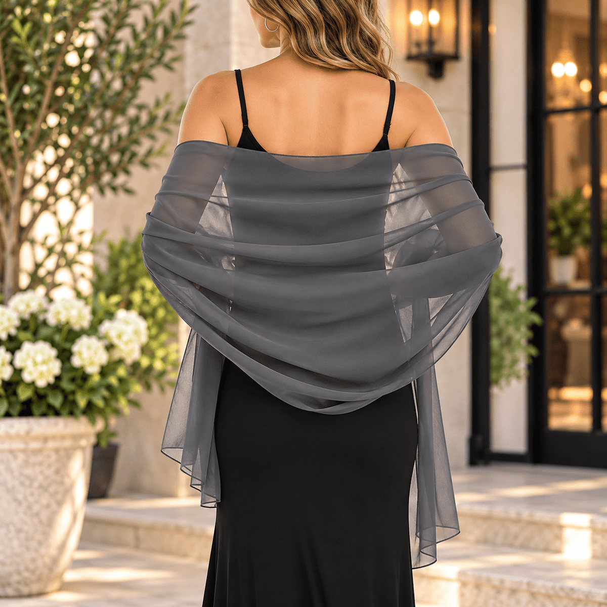 Elegant Lightweight Chiffon Shawl Scarf Wrap – Black, Camel & Gray - Heritage-Boutique.com