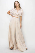 Elegant Two - Piece Satin Top & Pants Set - Heritage - Boutique.com