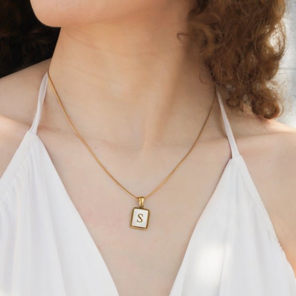 Elegant Water Resistant Initial Pendant Necklace - Heritage - Boutique.com