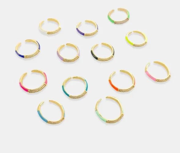 Enamel CZ Lined Rings - Heritage - Boutique.com