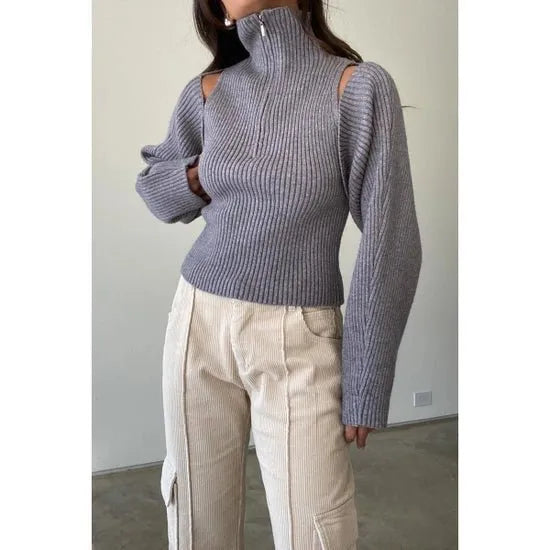 Et Clet Half Zip Knit Top and Bolero 2 Piece Set - Heritage-Boutique.com