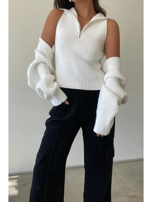 Et Clet Half Zip Knit Top and Bolero 2 Piece Set - Heritage-Boutique.com