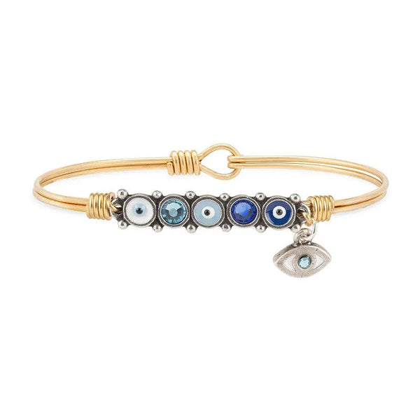 Eye Of Protection Bangle Bracelet: Regular / Silver Tone - Heritage-Boutique.com