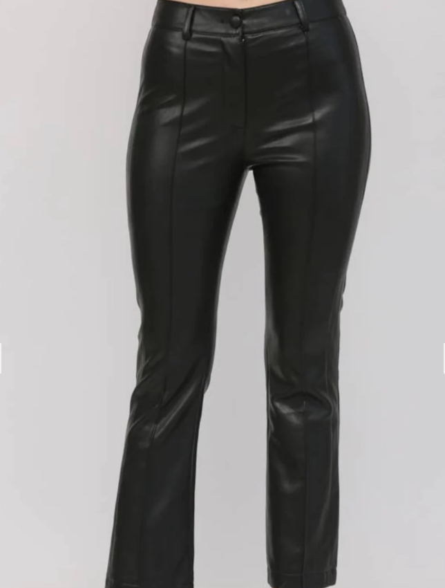 Fate Lux Faux Leather Crop Pants Black