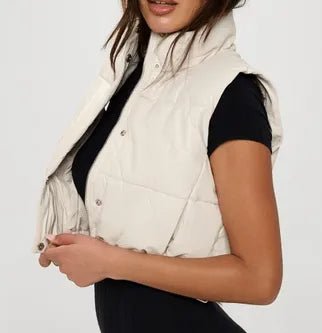 Faux Leather Puffer Vest - Heritage - Boutique.com