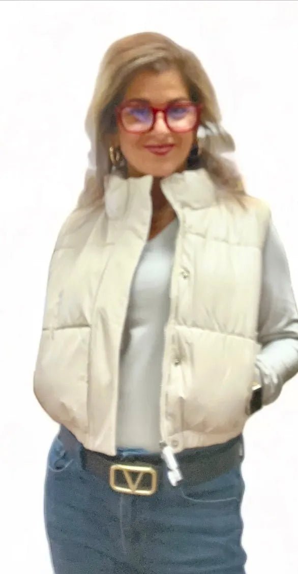 Faux Leather Puffer Vest - Heritage - Boutique.com