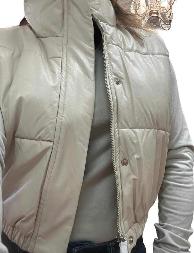 Faux Leather Puffer Vest - Heritage-Boutique.com