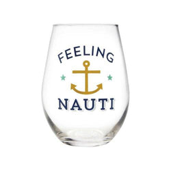 "Feeling Nauti" Stemless Wine Glass