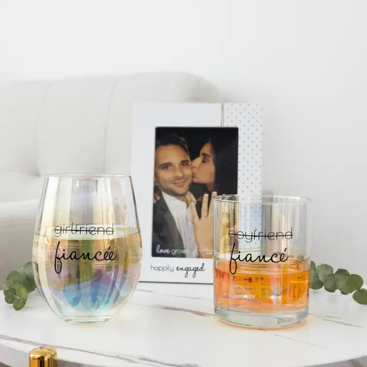 Fiancé/Fiancée Stemless Wine Glass Set - Sentimental Gift - Heritage - Boutique.com