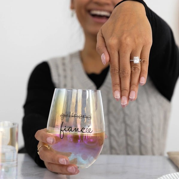 Fiancé/Fiancée Stemless Wine Glass Set - Sentimental Gift - Heritage - Boutique.com