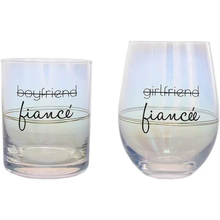 Fiancé/Fiancée Stemless Wine Glass Set - Sentimental Gift - Heritage - Boutique.com