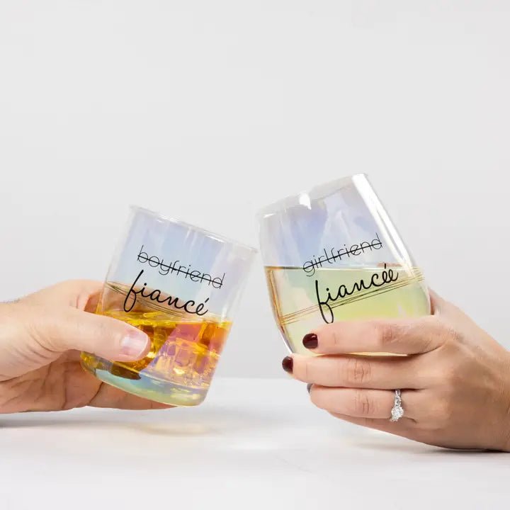 Fiancé/Fiancée Stemless Wine Glass Set - Sentimental Gift - Heritage - Boutique.com