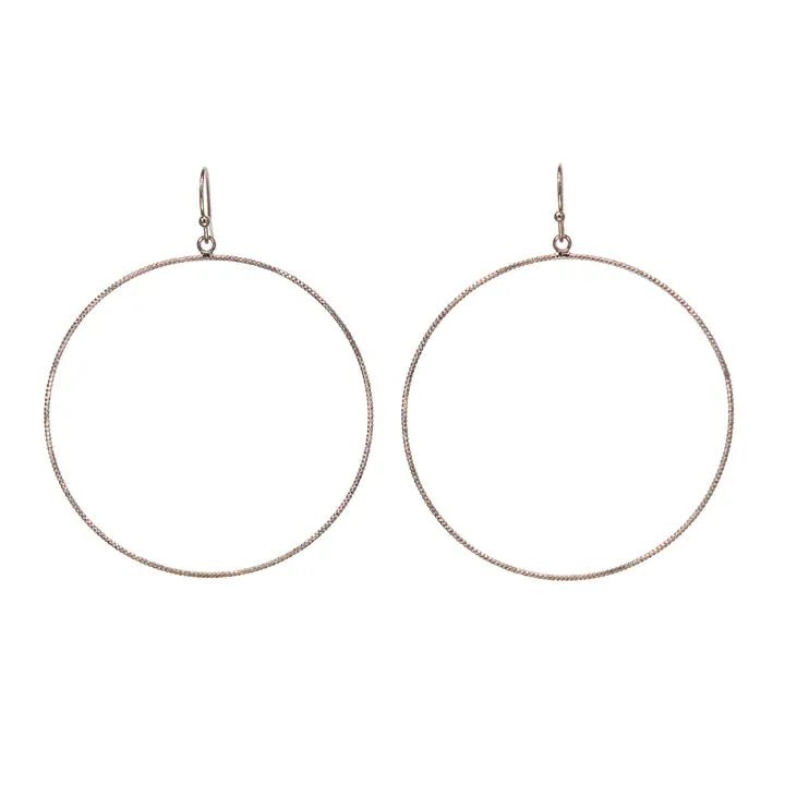 Fine Diamond Cut Wire 2" Hoop Earrings – Lightweight Large Dangle Hoops for Women - Heritage - Boutique.com