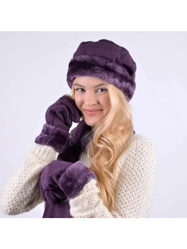 Fleece Hat Gloves Scarf Set - Heritage-Boutique.com