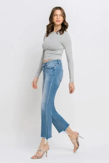 Flying Monkey Sunrise Mid Rise Distressed Hem Bootcut - Heritage-Boutique.com