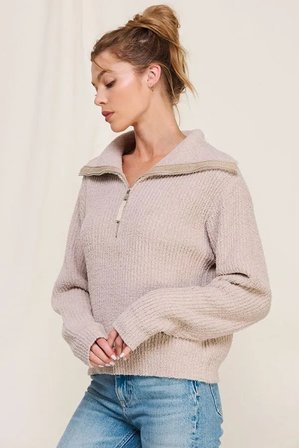 Frosted Almond Plush Sweater - Heritage-Boutique.com