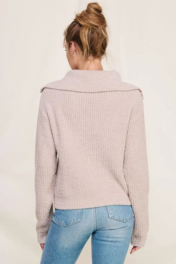 Frosted Almond Plush Sweater - Heritage-Boutique.com