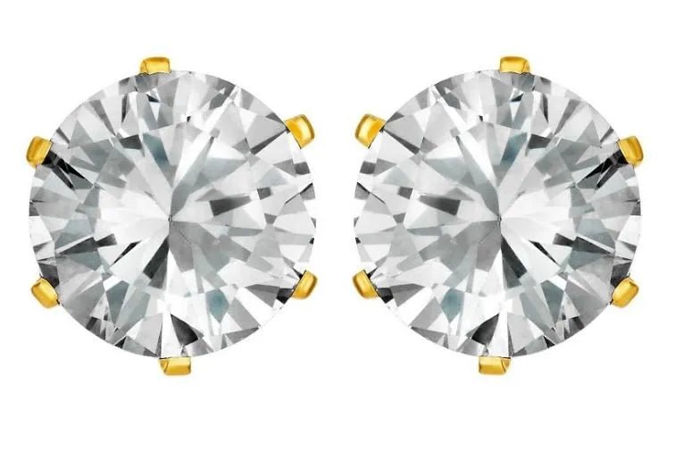 Gold Cubic Zirconia Stud Earrings - Heritage - Boutique.com