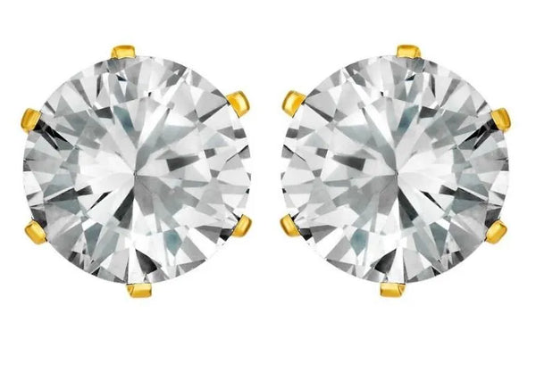 Gold Cubic Zirconia Stud Earrings - Heritage-Boutique.com