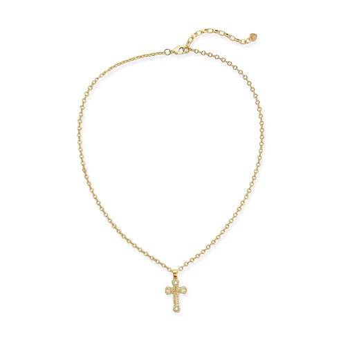 Gold CZ Cross Necklace - Heritage - Boutique.com